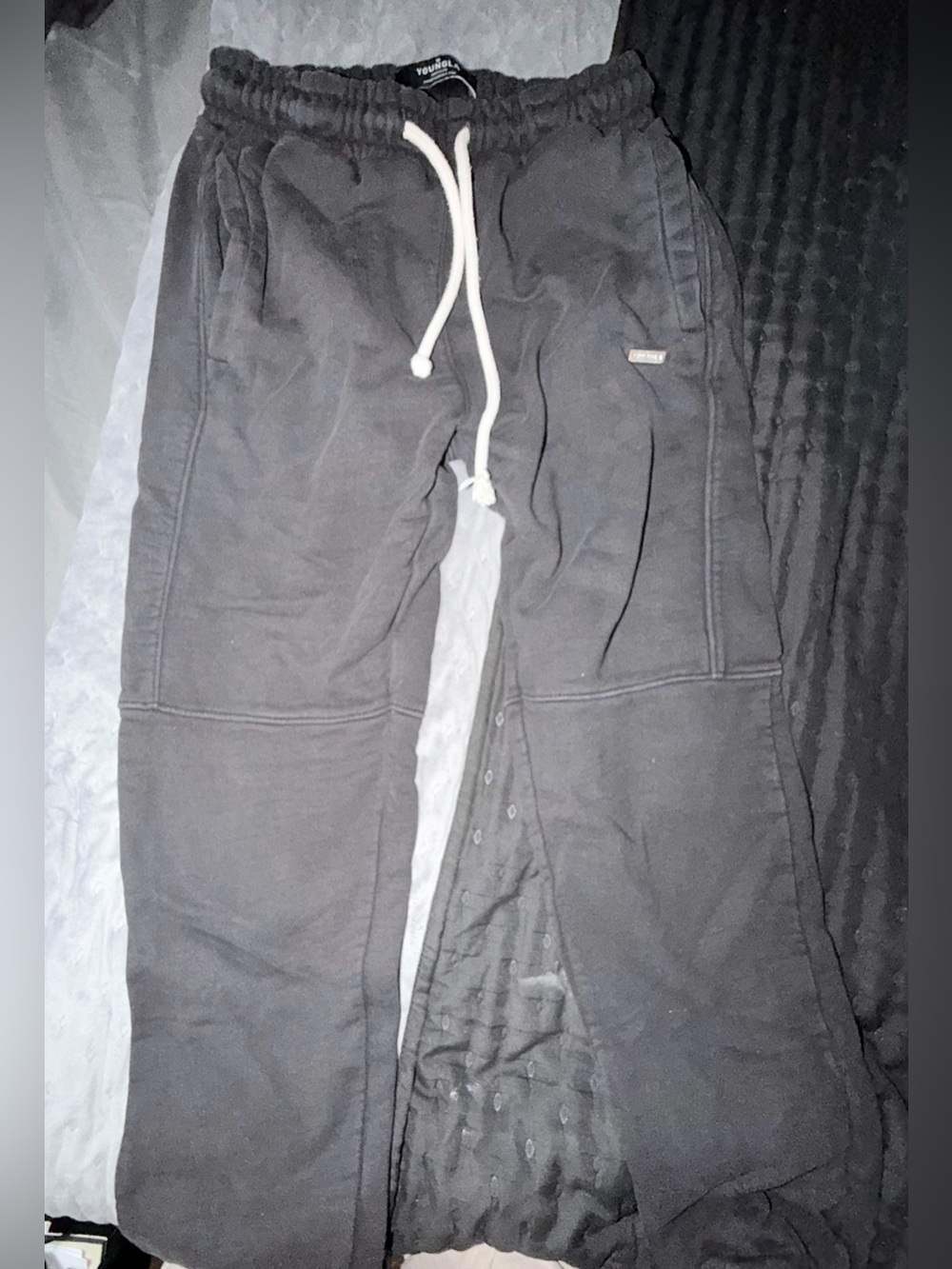 YoungLA Black Sweatpants with White Drawstring